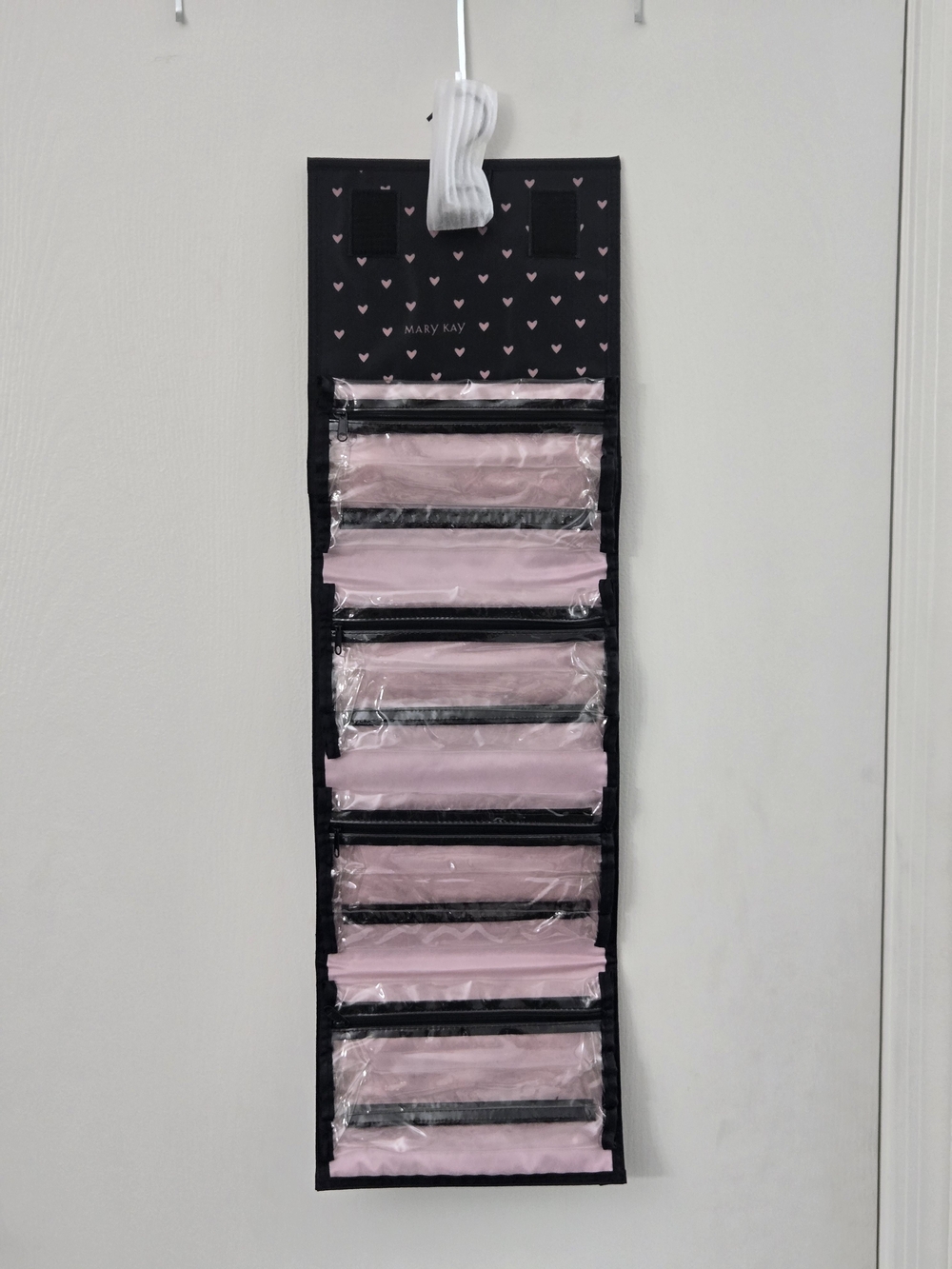 Mary Kay Travel Roll Up Bag Pink Hearts Hanging Cosmetic Organizer 4 Pouches